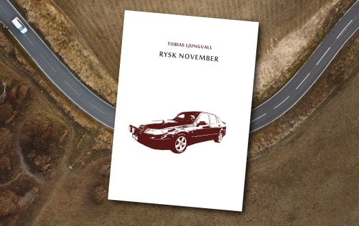 Bokens framsida. Under titeln syns en enfärgad screenprint av författarens bil.